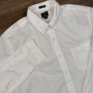 J.Crew Mens Size Large Button Down Shirt White Flex Washed Classic Fit